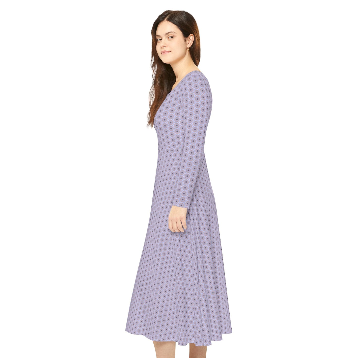 Women's "TETRA" Cymatic Aop Elegant Long Sleeve Dress