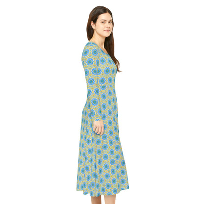 Women’s "GETA" Cymatic Print Elegant Long Sleeve Dress