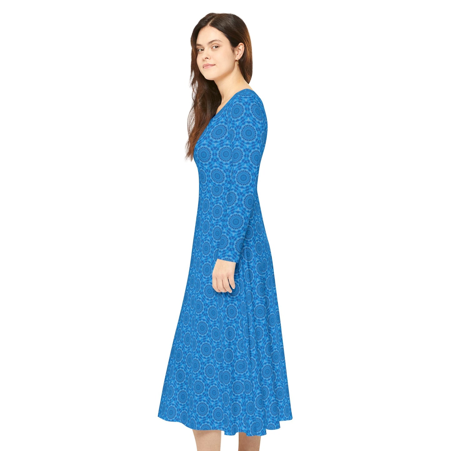 Women’s "AVIAN" Cymatic Print Elegant Long Sleeve Dress
