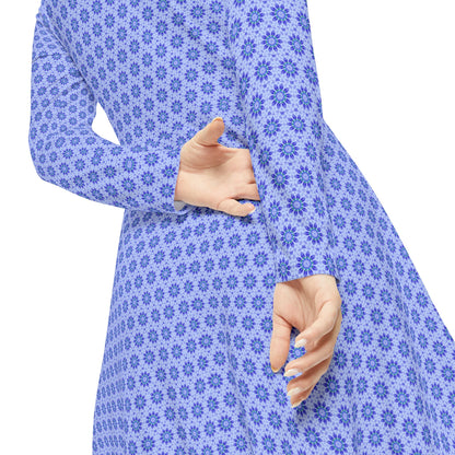 Women's "LOTUS" Cymatic Aop Elegant Long Sleeve Dress