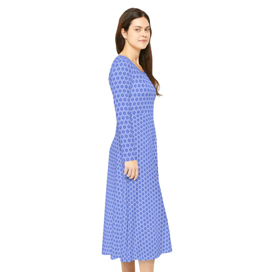 Women's "LOTUS" Cymatic Aop Elegant Long Sleeve Dress