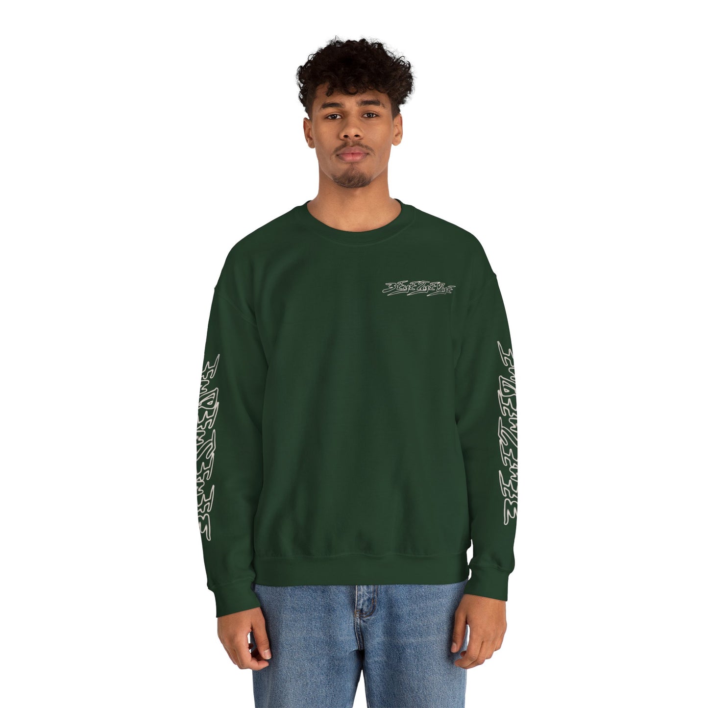 Men's 3ETD Wht Outline Print Crewneck