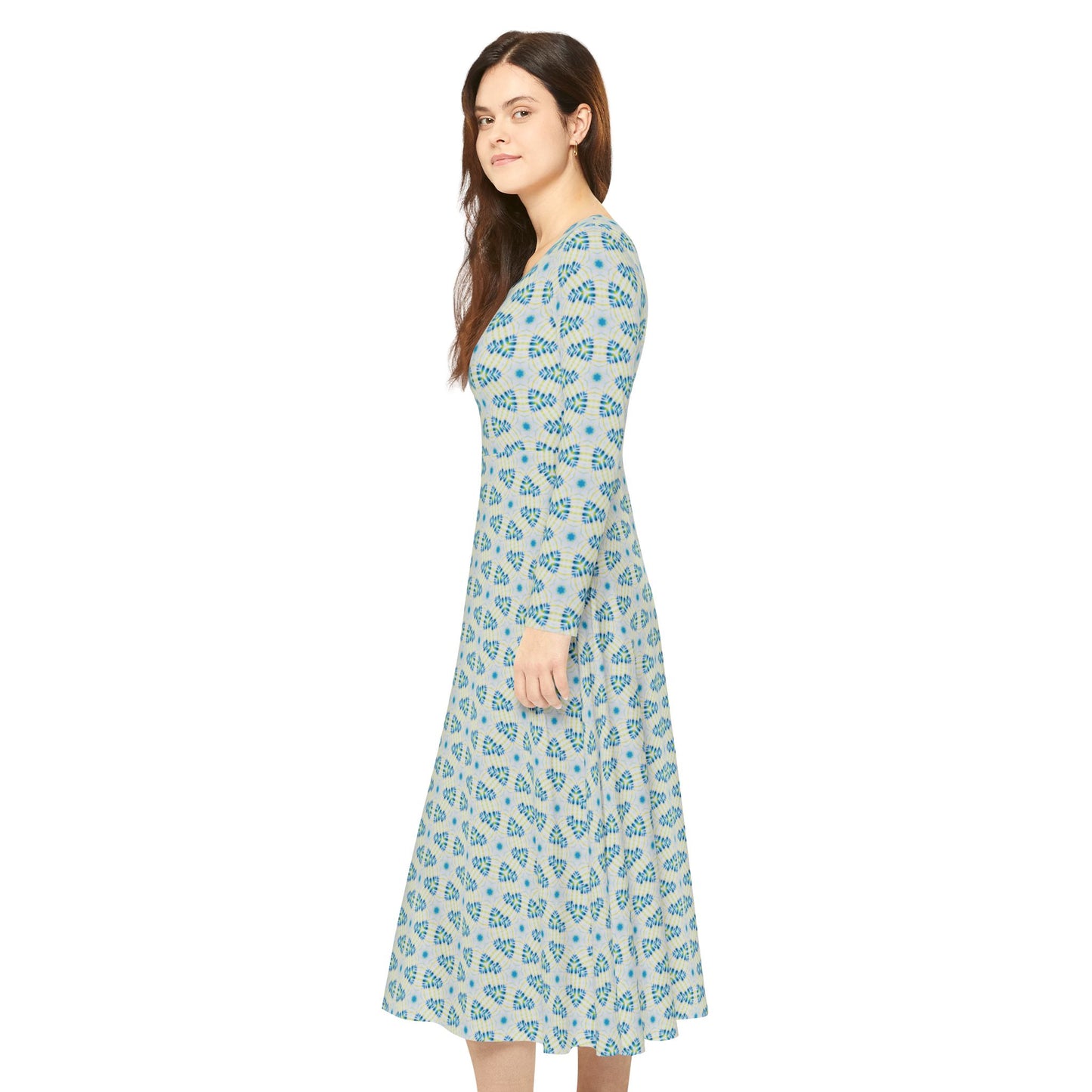 Women’s "CYMANTIQUE" Cymatic Print Elegant Long Sleeve Dress