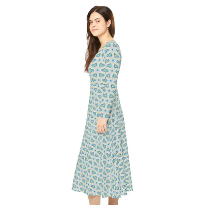 Women’s "CYMANTIQUE" Cymatic Print Elegant Long Sleeve Dress
