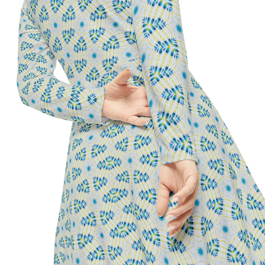 Women’s "CYMANTIQUE" Cymatic Print Elegant Long Sleeve Dress