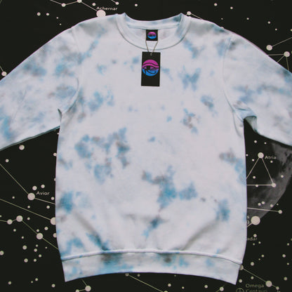 Sky Blue, Navy & Grey Crumple Tie Dye Sweatshirt