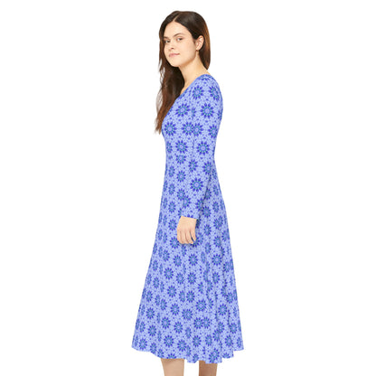 Women’s "LOTUS" Cymatic Print Elegant Long Sleeve Dress