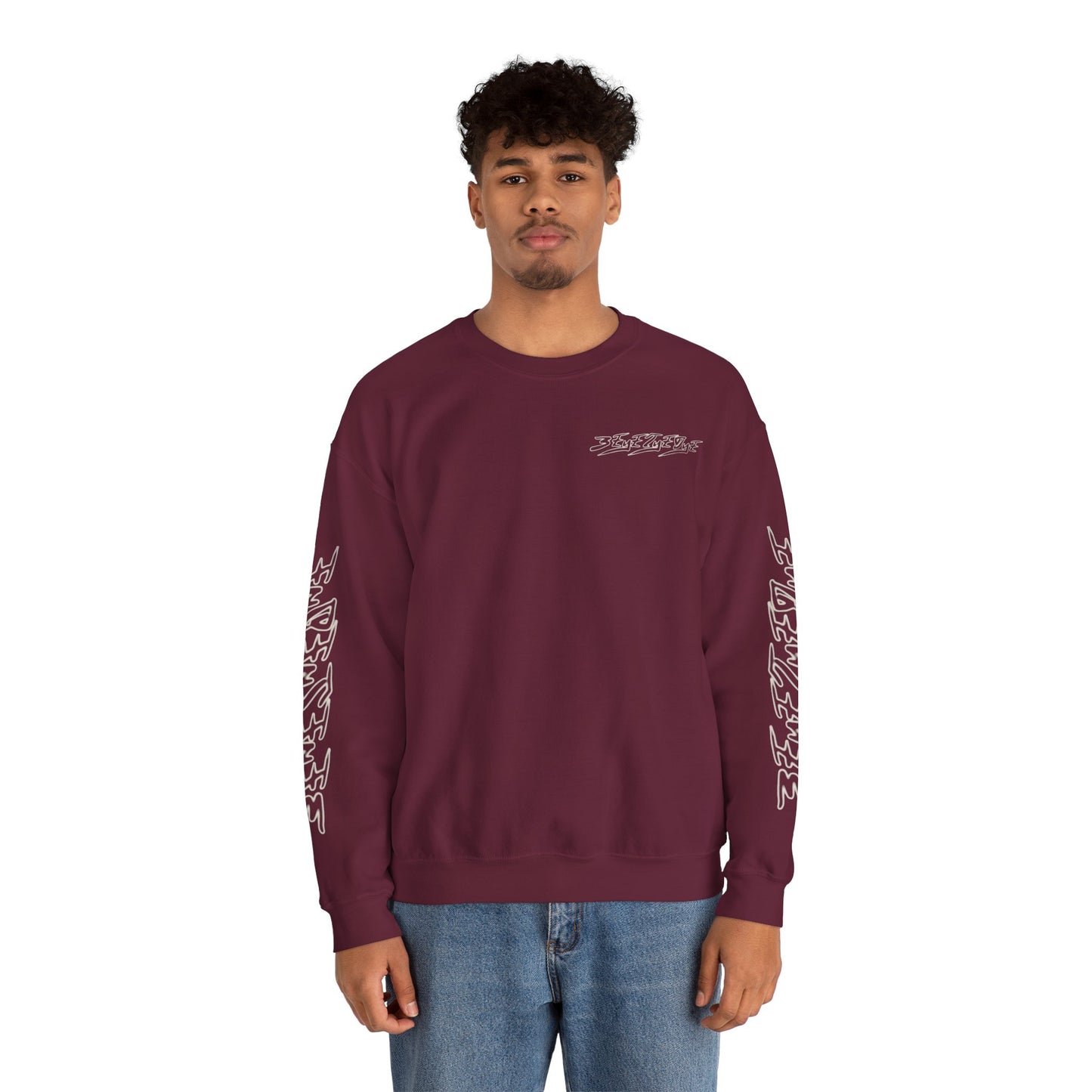 Men's 3ETD Wht Outline Print Crewneck