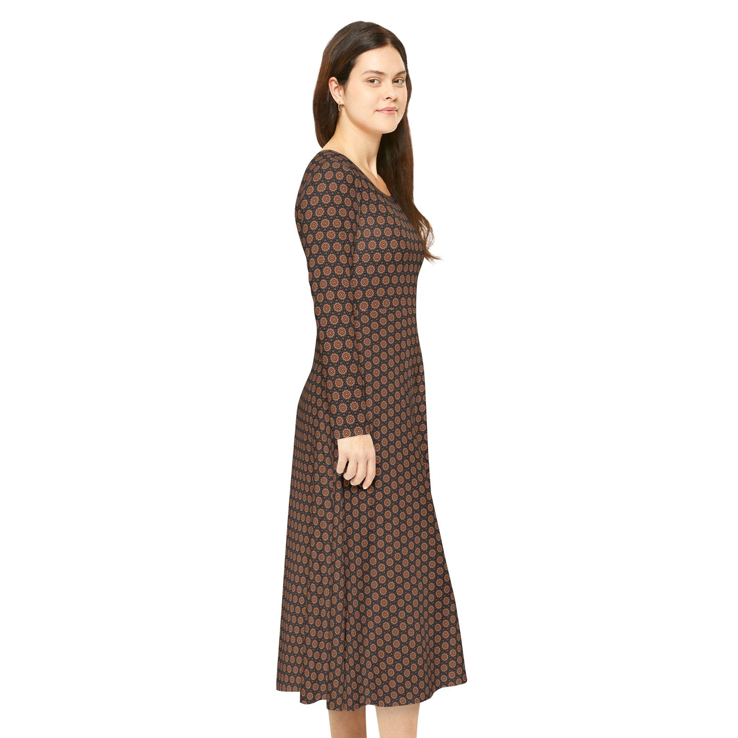 Women's "417" Cymatic Aop Elegant Long Sleeve Dress