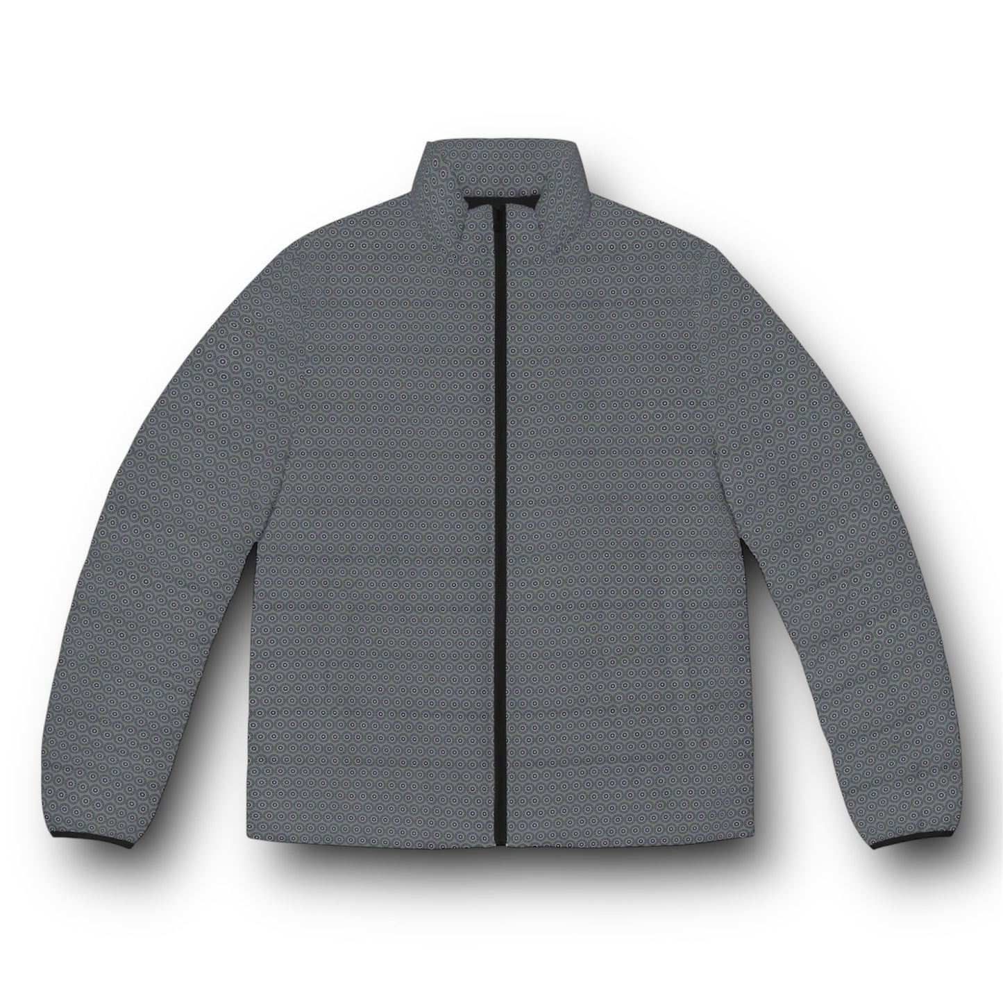 Men's “MAYA” Cymatic AOP Puffer Jacket (Dark Grey)