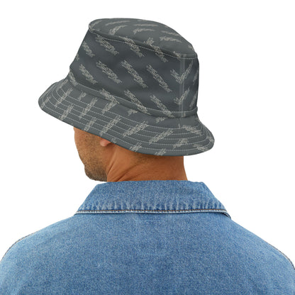 3ETD Wht Outline AOP Bucket Hat (Dark Grey)