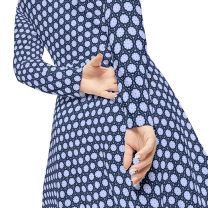 Women's "SNWFLK" Cymatic Aop Elegant Long Sleeve Dress