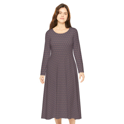 Women's "A-BYSS" Cymatic Aop Elegant Long Sleeve Dress