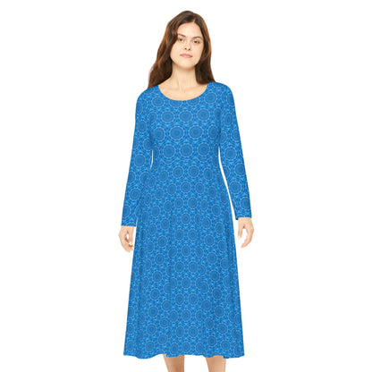 Women’s "AVIAN" Cymatic Print Elegant Long Sleeve Dress