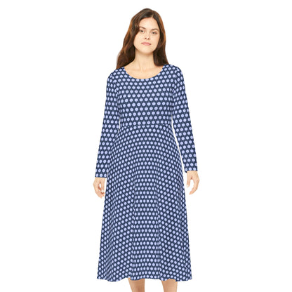 Women's "SNWFLK" Cymatic Aop Elegant Long Sleeve Dress