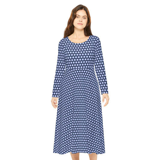 Women's "SNWFLK" Cymatic Aop Elegant Long Sleeve Dress