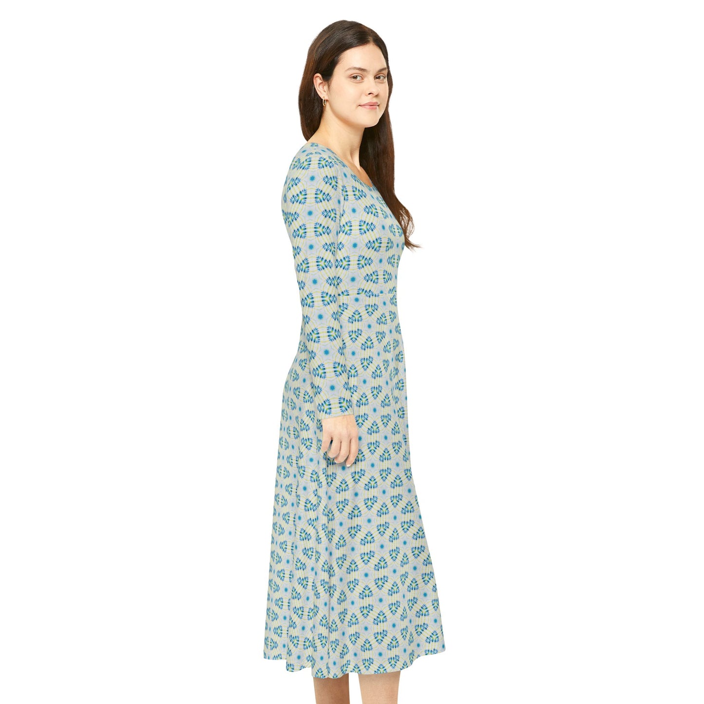 Women’s "CYMANTIQUE" Cymatic Print Elegant Long Sleeve Dress