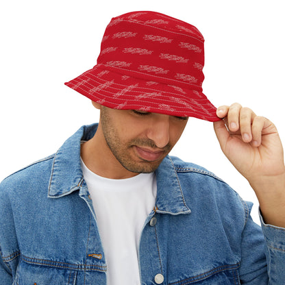3ETD Wht Outline AOP Bucket Hat (Red)