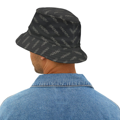 3ETD Wht Outline AOP Bucket Hat (Black)