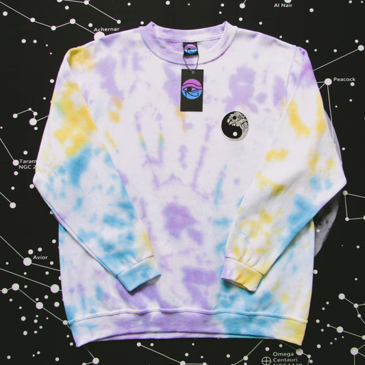 Blue, Yellow & Purple Crumple Tie Dye Swestshirt