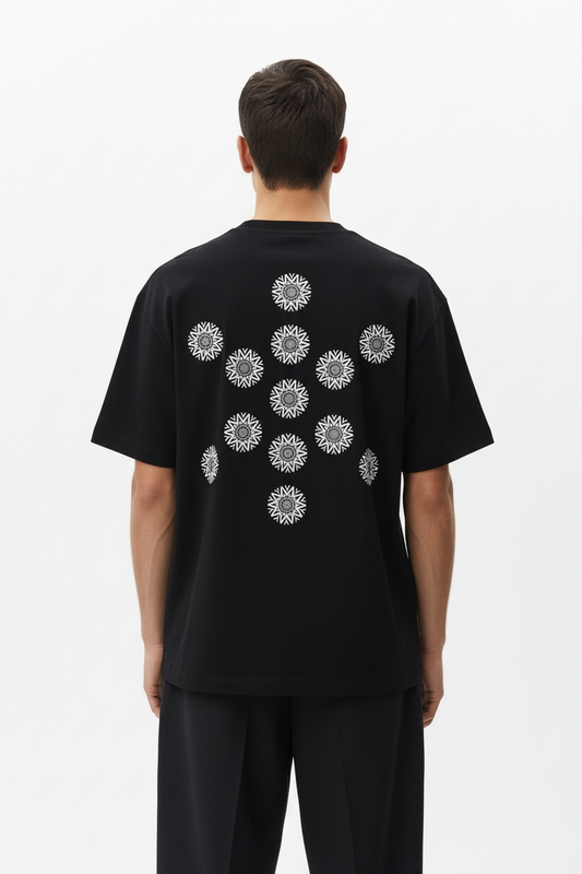 3ETD KABBA Cymatic Print Oversized Boxy T-Shirt - Back View