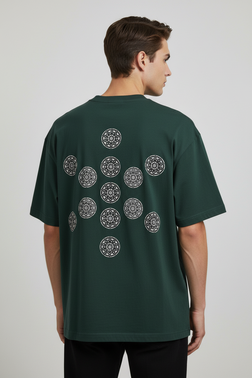 3ETD STMPUNK Cymatic Print Oversized Boxy T-Shirt - Back View