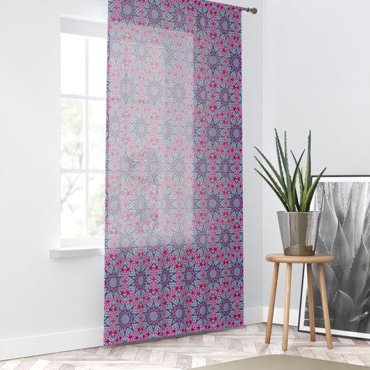 "ULTRAVIOL3T" Cymatic Print Window Curtain - Vibrant Design for Home Decor