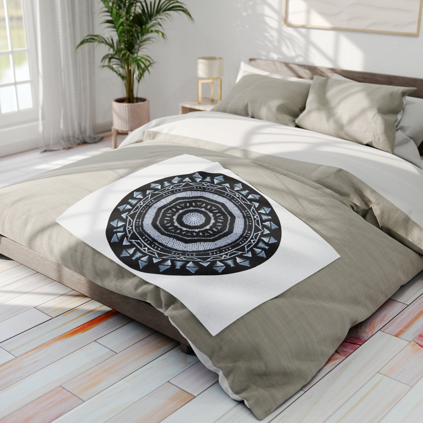 MAYA Cymatic Prt Arctic Fleece Blanket (White)