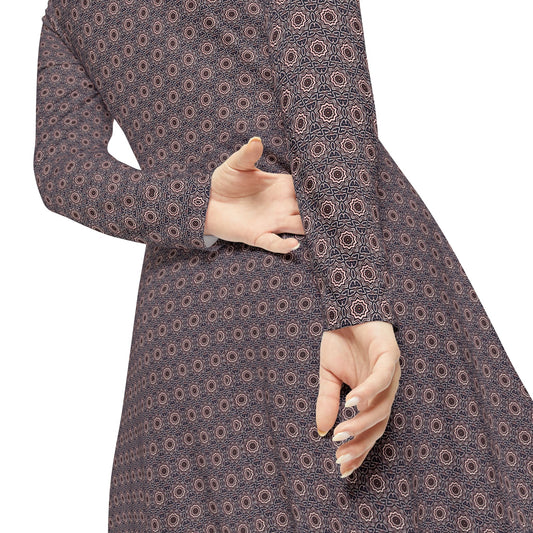 Women's "A-BYSS" Cymatic Aop Elegant Long Sleeve Dress