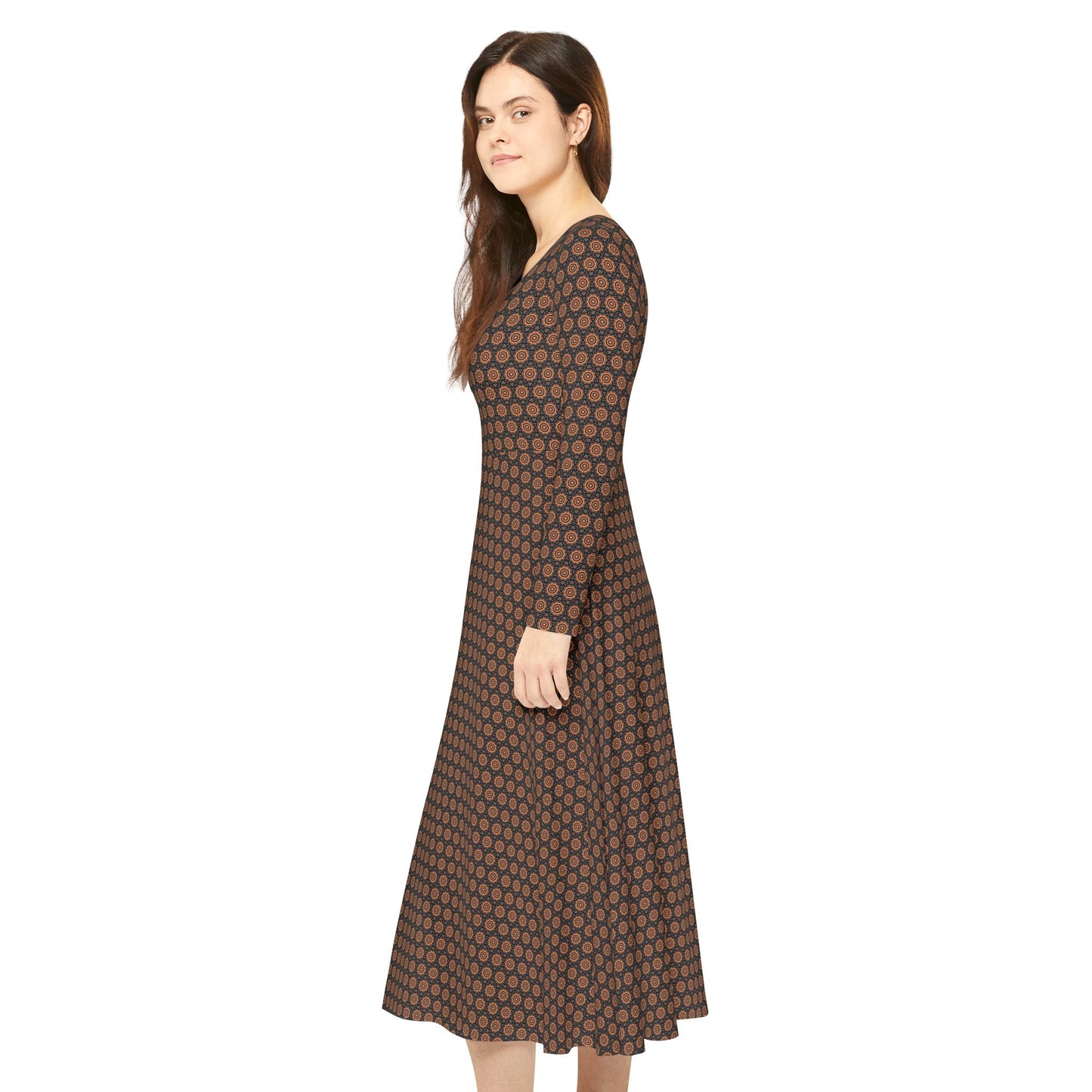 Women's "417" Cymatic Aop Elegant Long Sleeve Dress