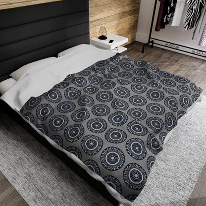 MAYA Cymatic AOP Velveteen Plush Blanket (Grey)