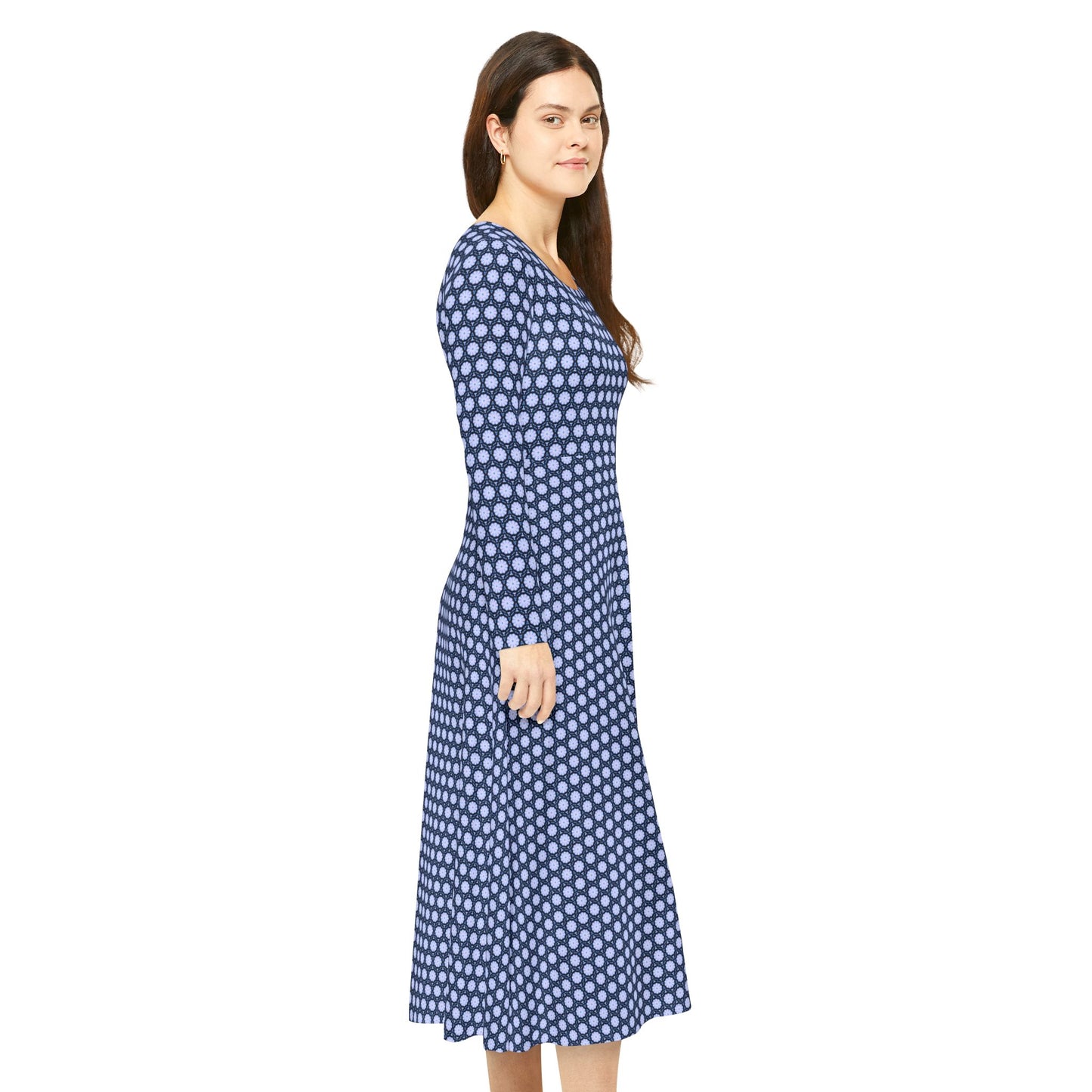 Women's "SNWFLK" Cymatic Aop Elegant Long Sleeve Dress