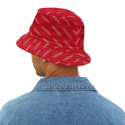 3ETD Wht Outline AOP Bucket Hat (Red)
