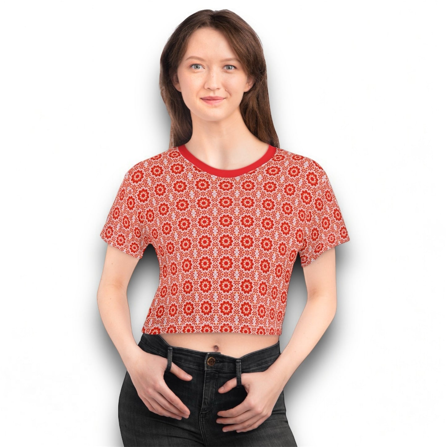 Women's "SACRAL" Cymatic AOP Crop T Shirt