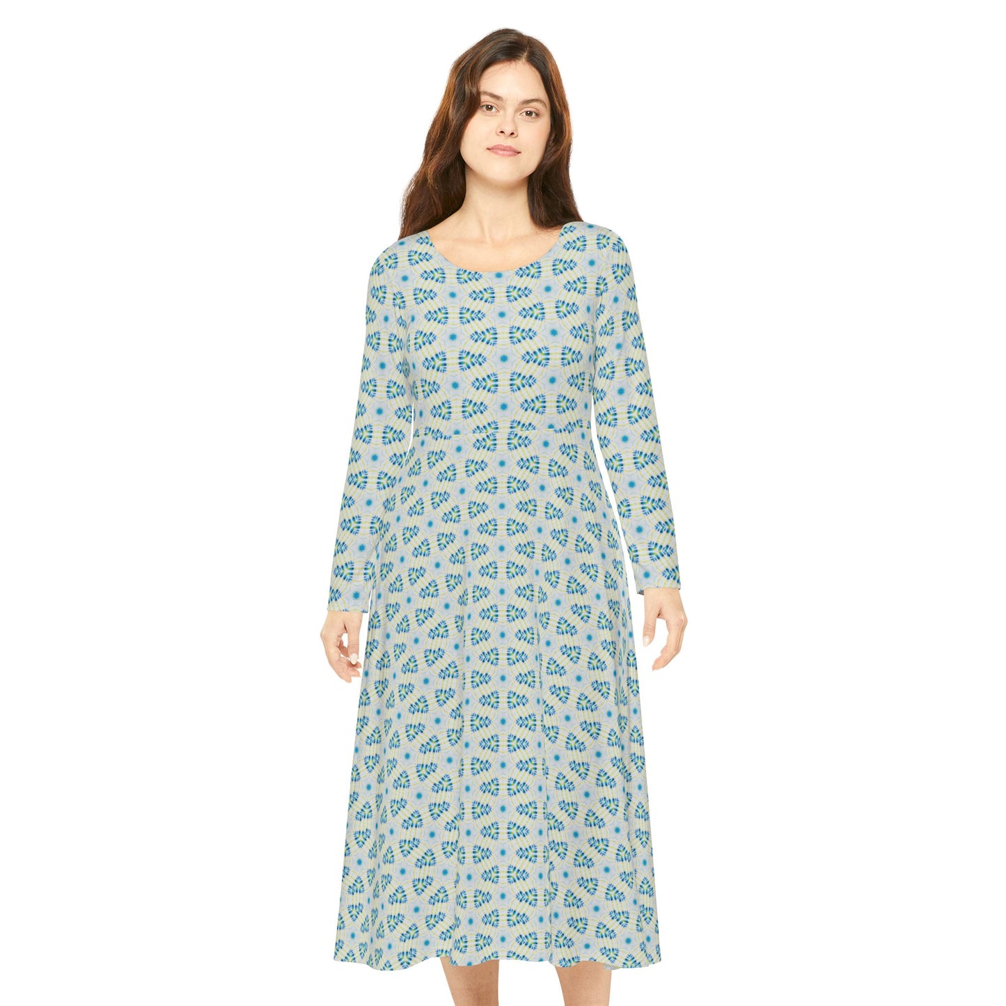 Women’s "CYMANTIQUE" Cymatic Print Elegant Long Sleeve Dress