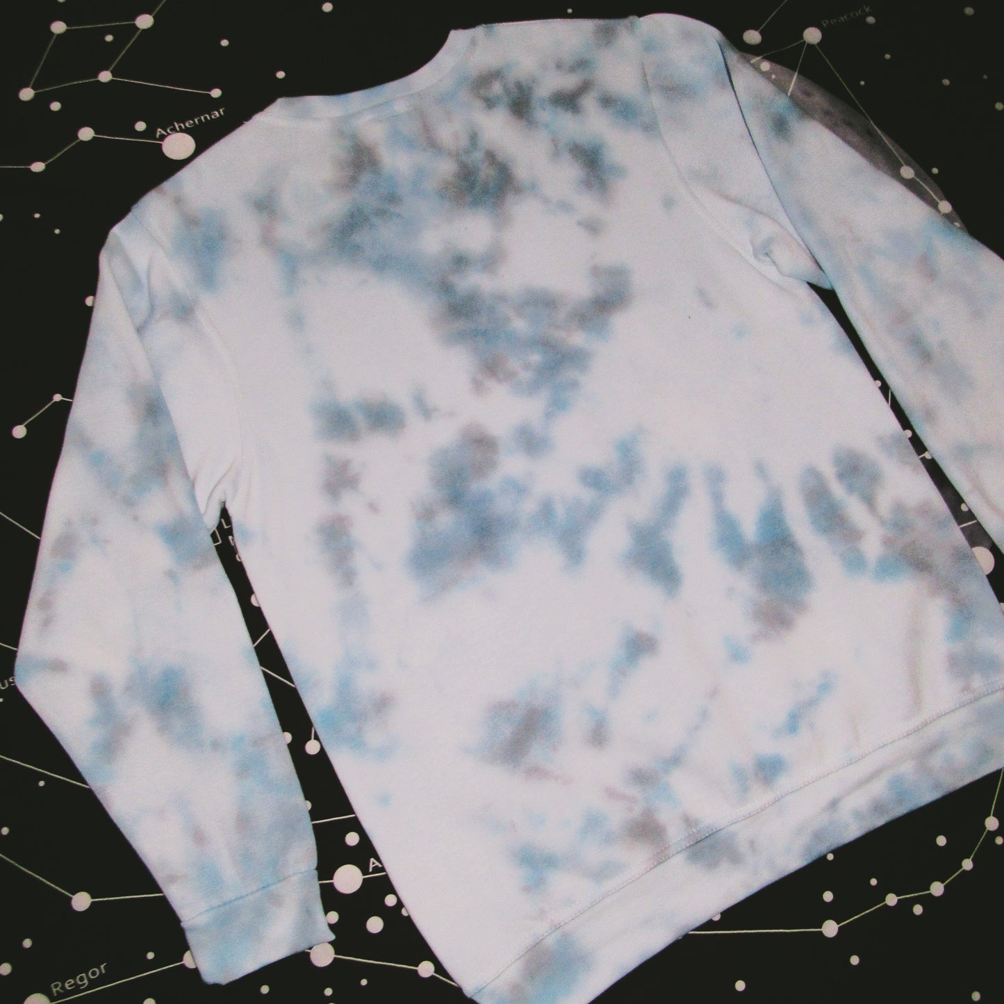 Sky Blue, Navy & Grey Crumple Tie Dye Sweatshirt