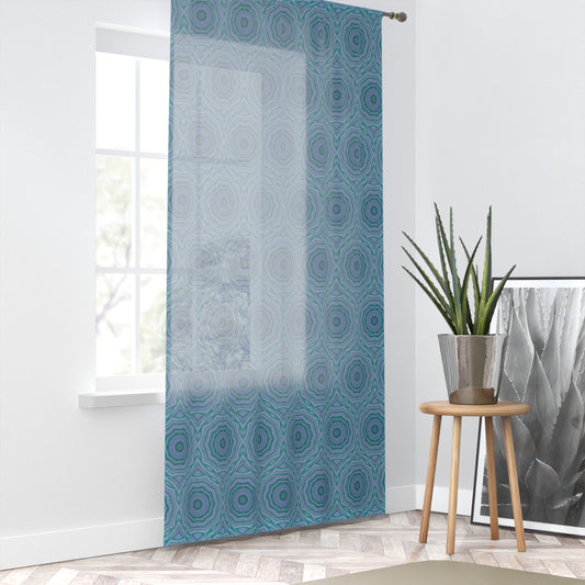 "GR33N3RY" Cymatic Print Window Curtain - Vibrant Design for Home Decor