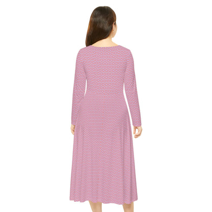 Women's "NEBU" Cymatic Aop Elegant Long Sleeve Dress