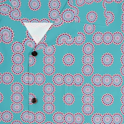 Men's "HYP3R" Cymatic Check Aop Boxy Shirt (Turquoise)