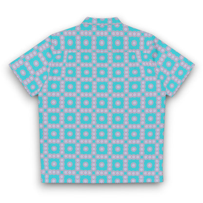 Men's "HYP3R" Cymatic Check Aop Boxy Shirt (Turquoise)
