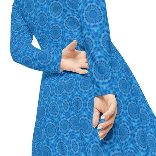 Women’s "AVIAN" Cymatic Print Elegant Long Sleeve Dress