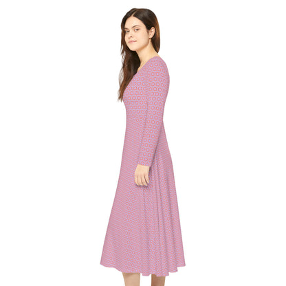 Women's "NEBU" Cymatic Aop Elegant Long Sleeve Dress