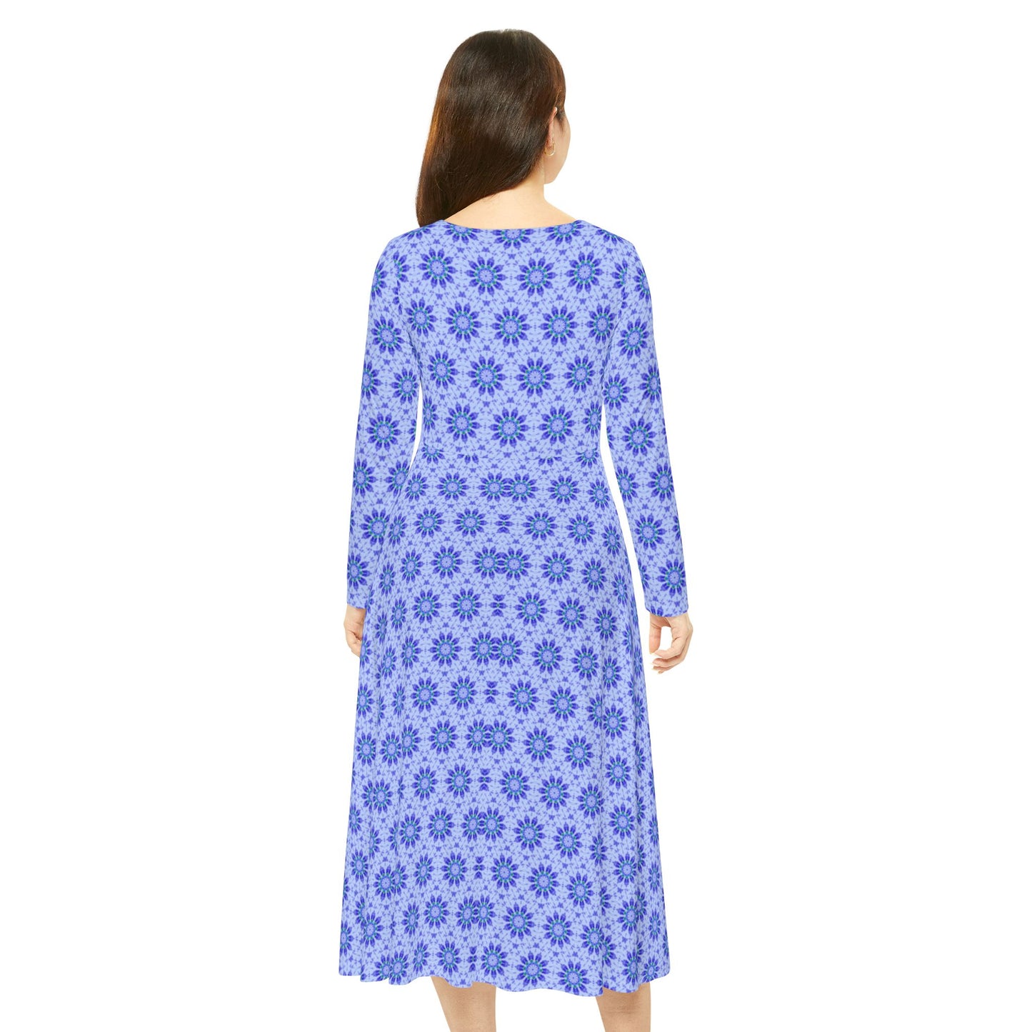 Women’s "LOTUS" Cymatic Print Elegant Long Sleeve Dress