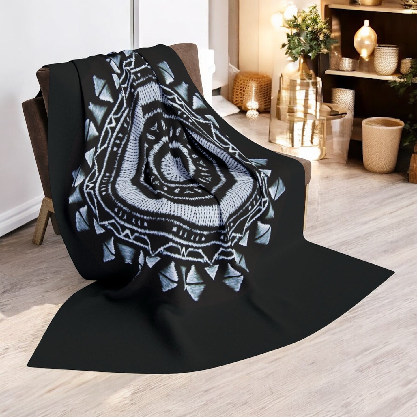 MAYA Cymatic Arctic Fleece Blanket (Black)