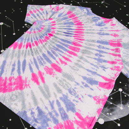 Rose Red, Violet & Grey Sunrise Oversized Tie Dye T Shirt