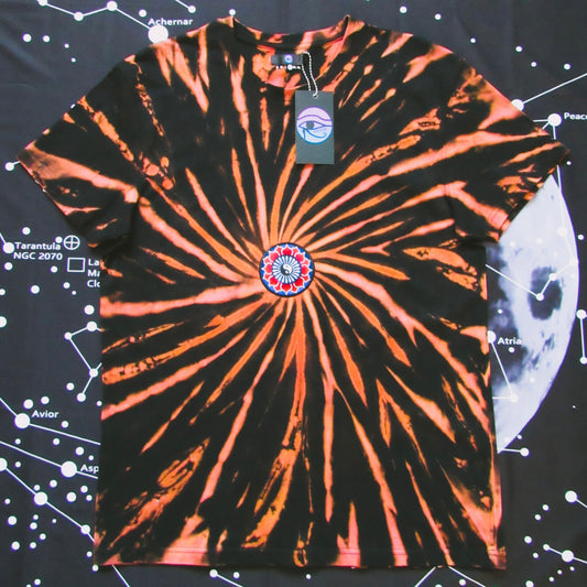 Embroidered Gradient Spiral Bleach Tie Dye T Shirt (Yin&Yang)