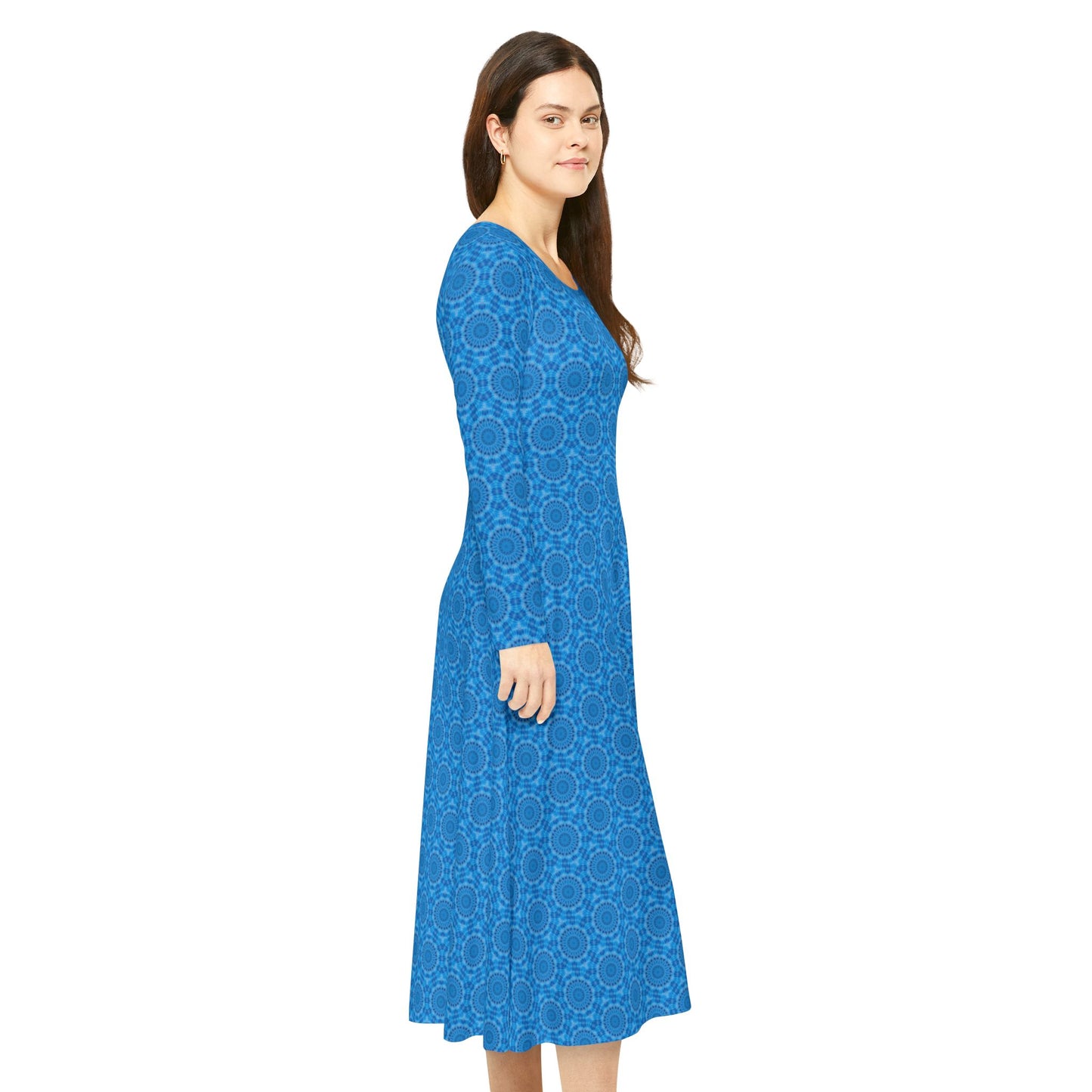 Women’s "AVIAN" Cymatic Print Elegant Long Sleeve Dress
