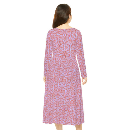 Women’s "HEXA" Cymatic Print Elegant Long Sleeve Dress