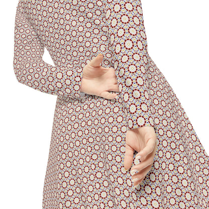 Women's "MOSAIC" Cymatic Aop Elegant Long Sleeve Dress