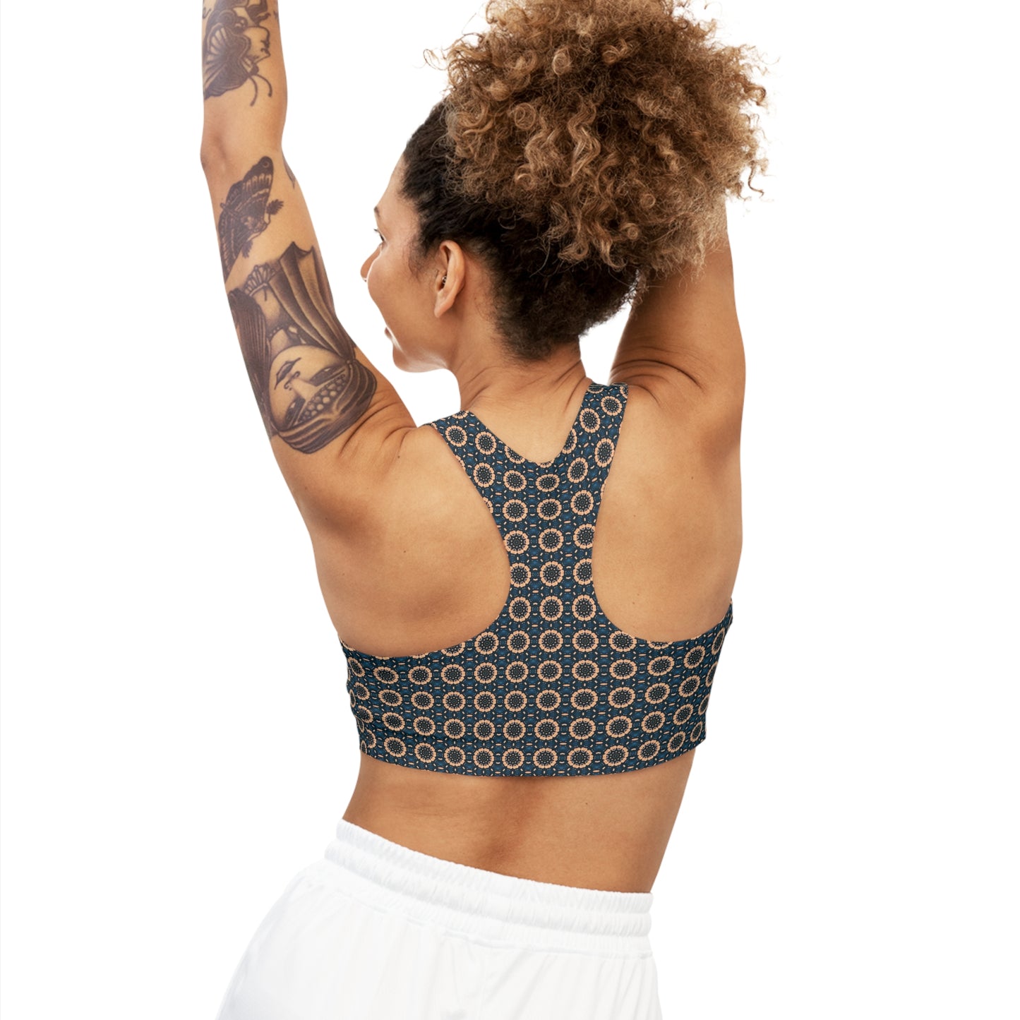 Women's Cymatic AOP Seamless Sports Bra (BLKSUN)